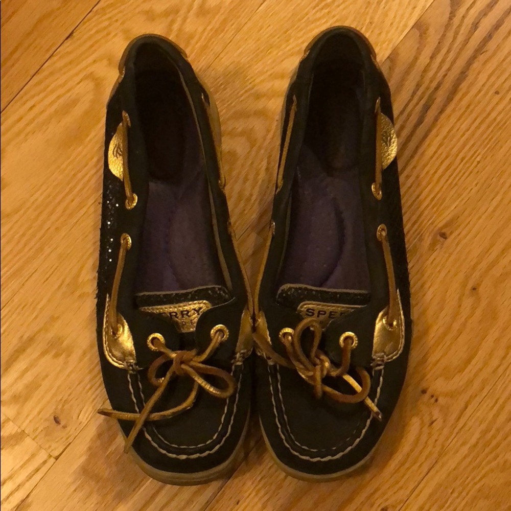 Black and Gold Sperry Top Sider